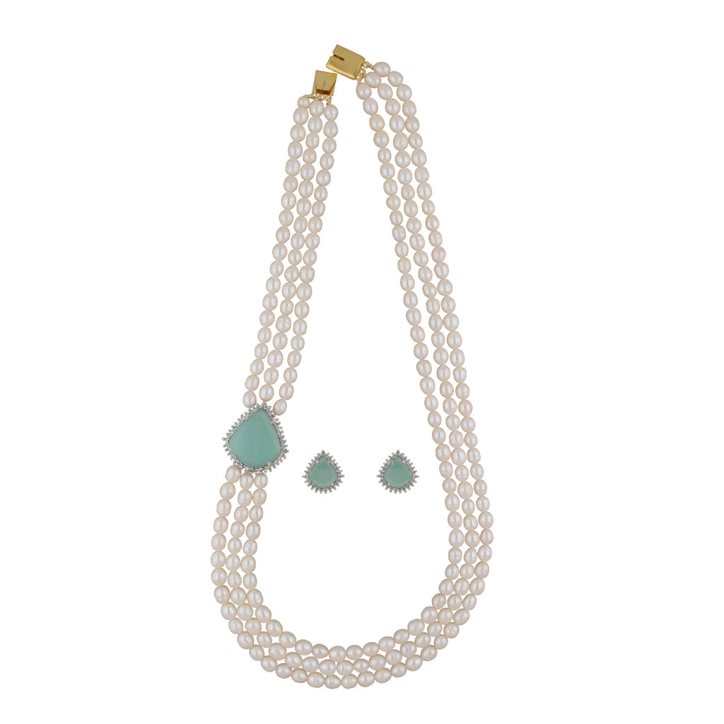 J Pearls Jabala 3 Lines Pearl Set - Real Pearl Jewelry - Distacart