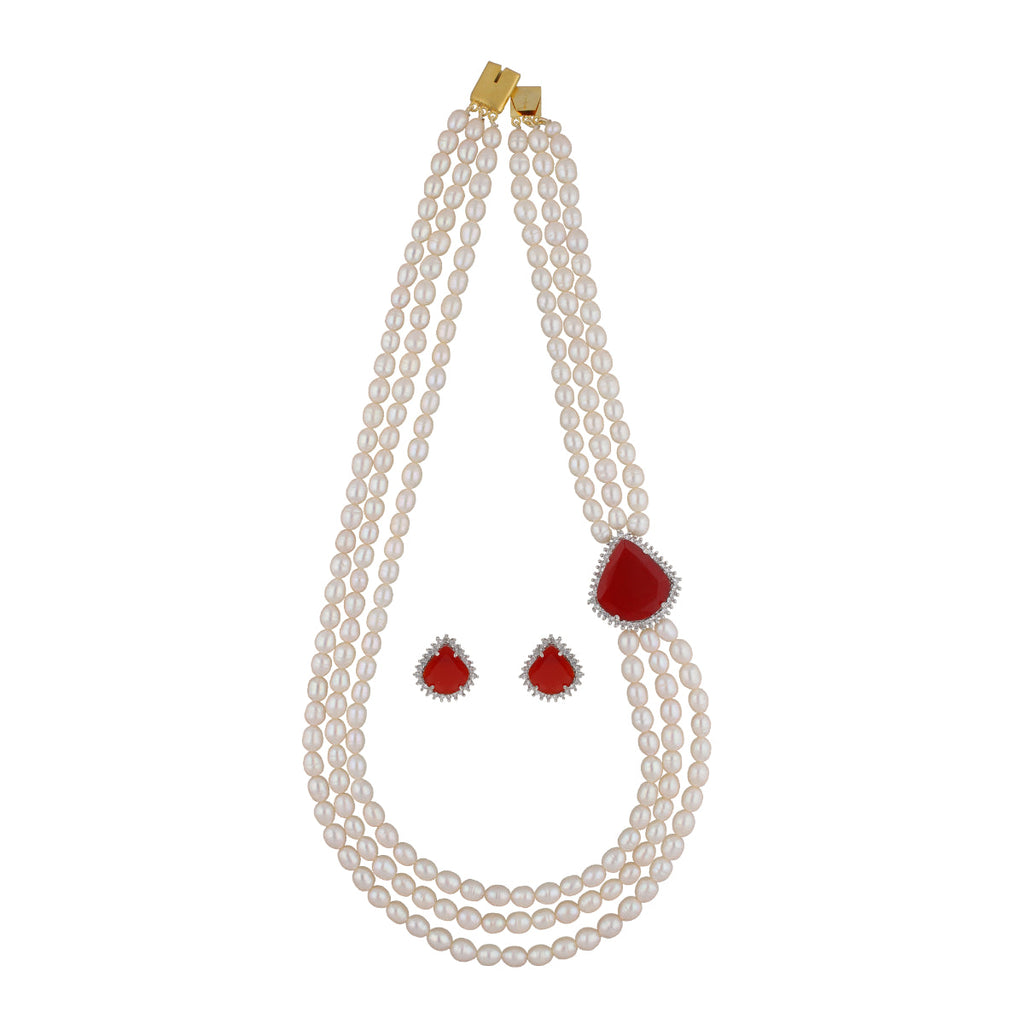 J Pearls Dheera 3 Lines Pearl Choker - Real Pearl Jewelry - Distacart