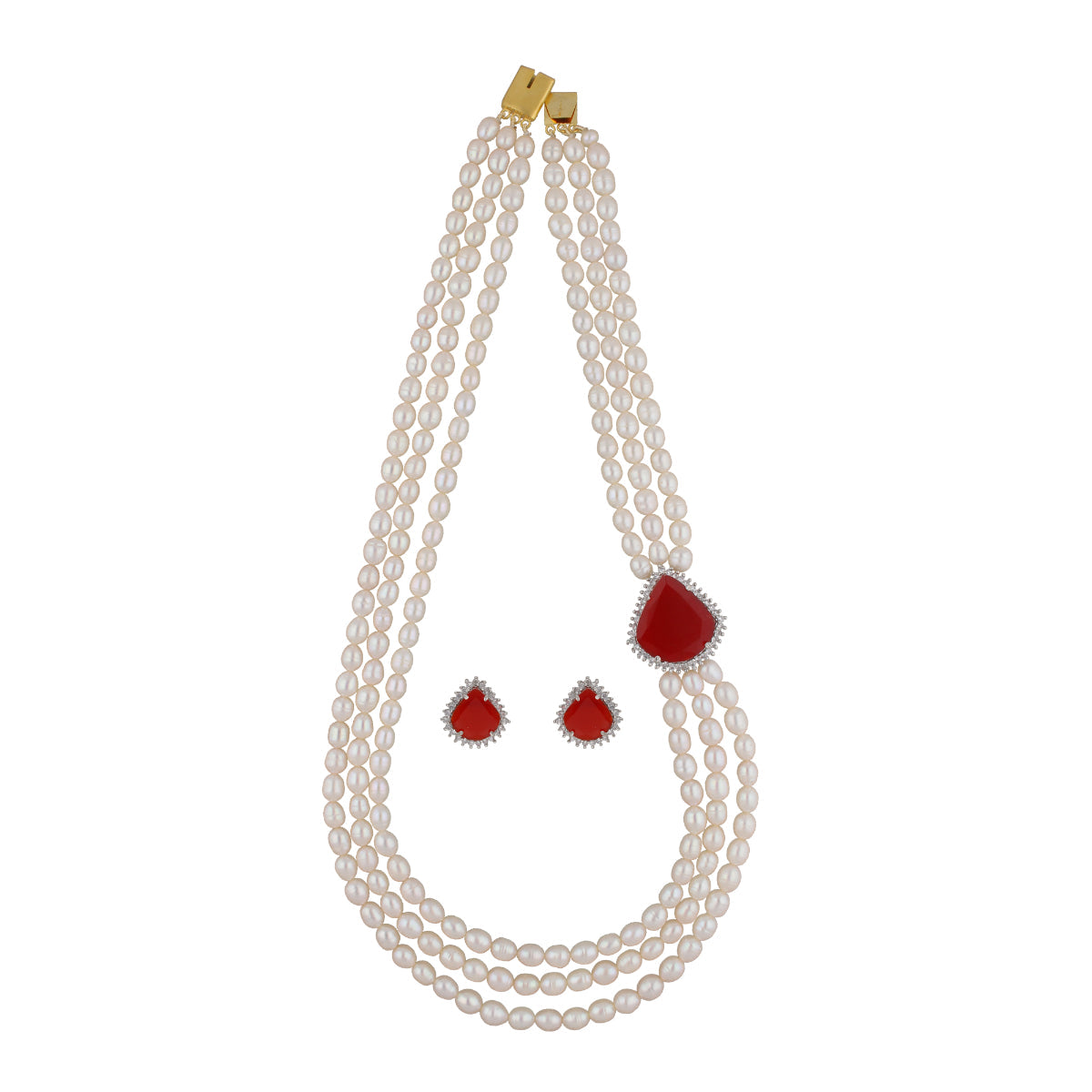 J Pearls Dheera 3 Lines Pearl Choker - Real Pearl Jewelry - Distacart
