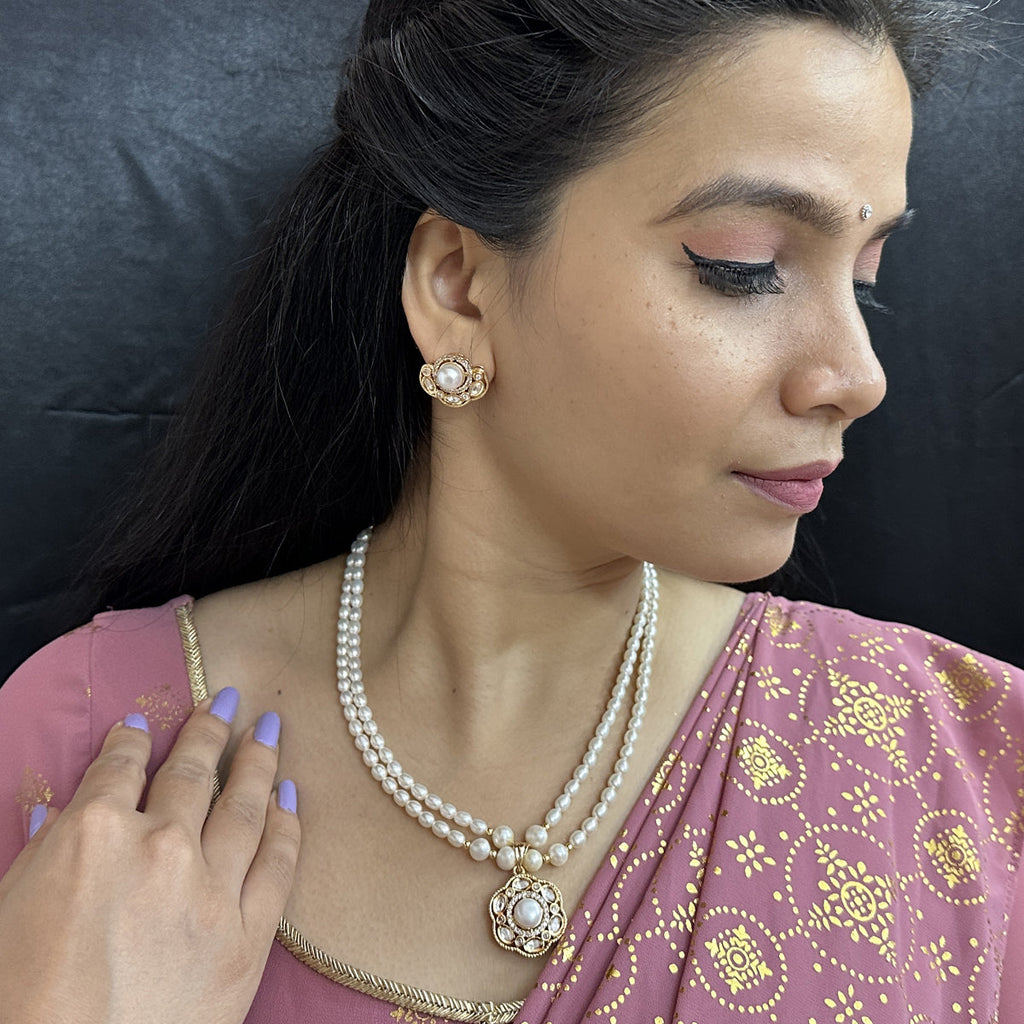 J Pearls Lekha 2 Lines Pearl Necklace