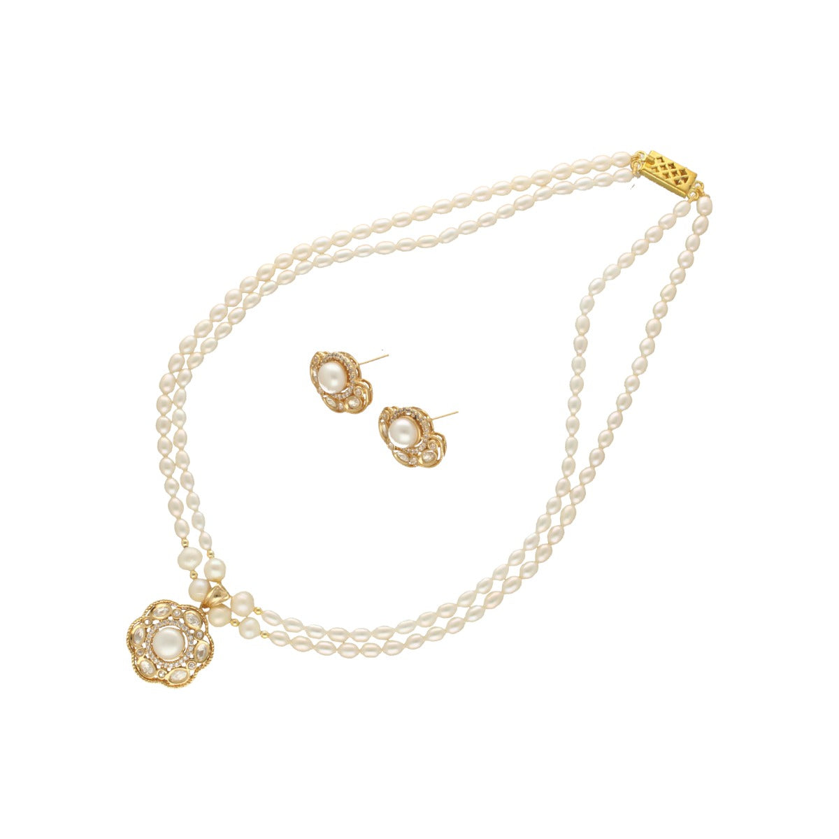 J Pearls Lekha 2 Lines Pearl Necklace
