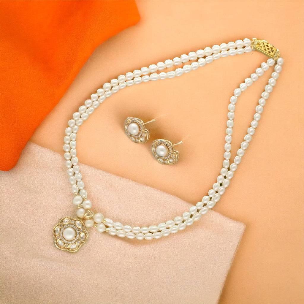 J Pearls Lekha 2 Lines Pearl Necklace