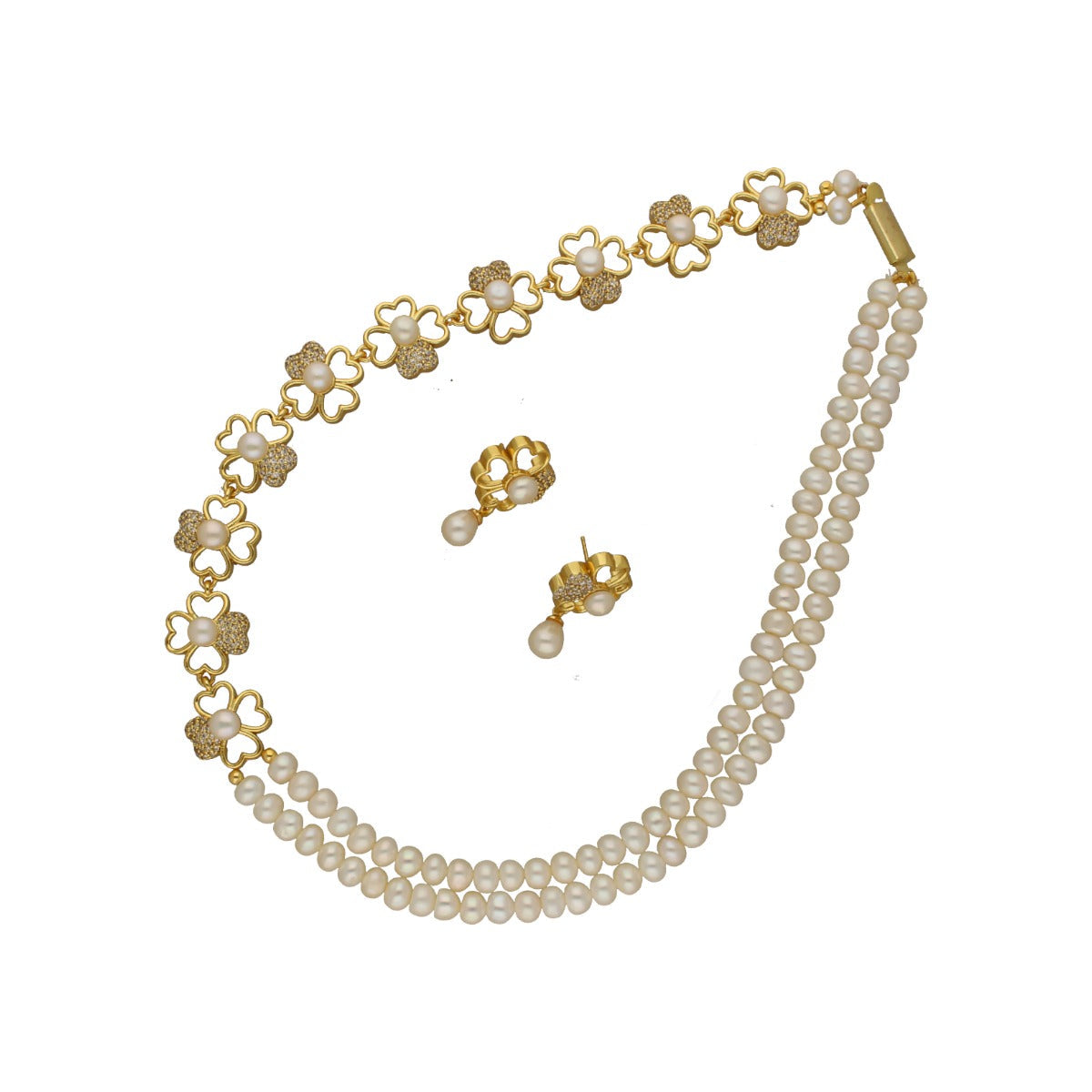 J Pearls Leena 2 Lines Pearl Necklace