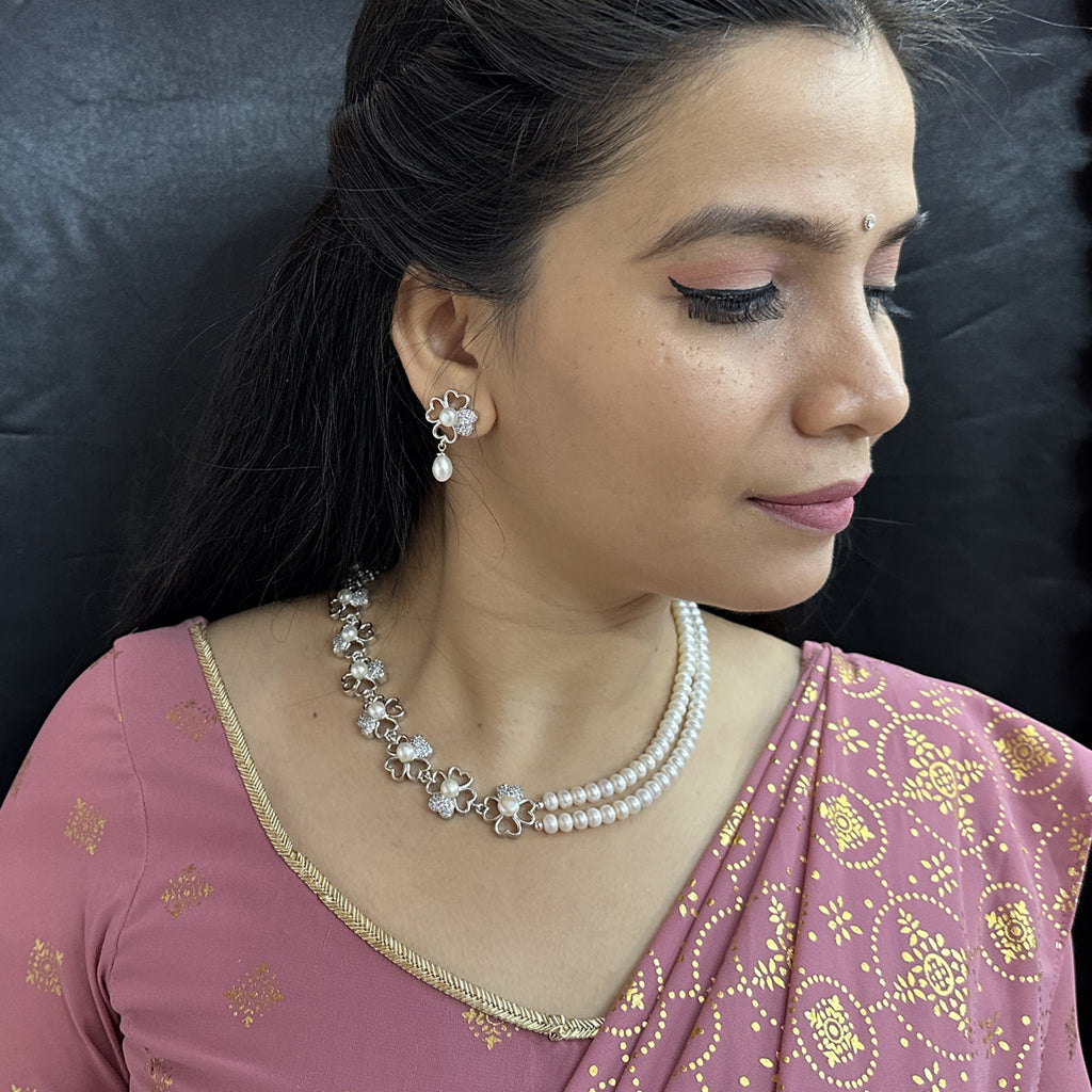 J Pearls Lipika 2 Lines Pearl Necklaces