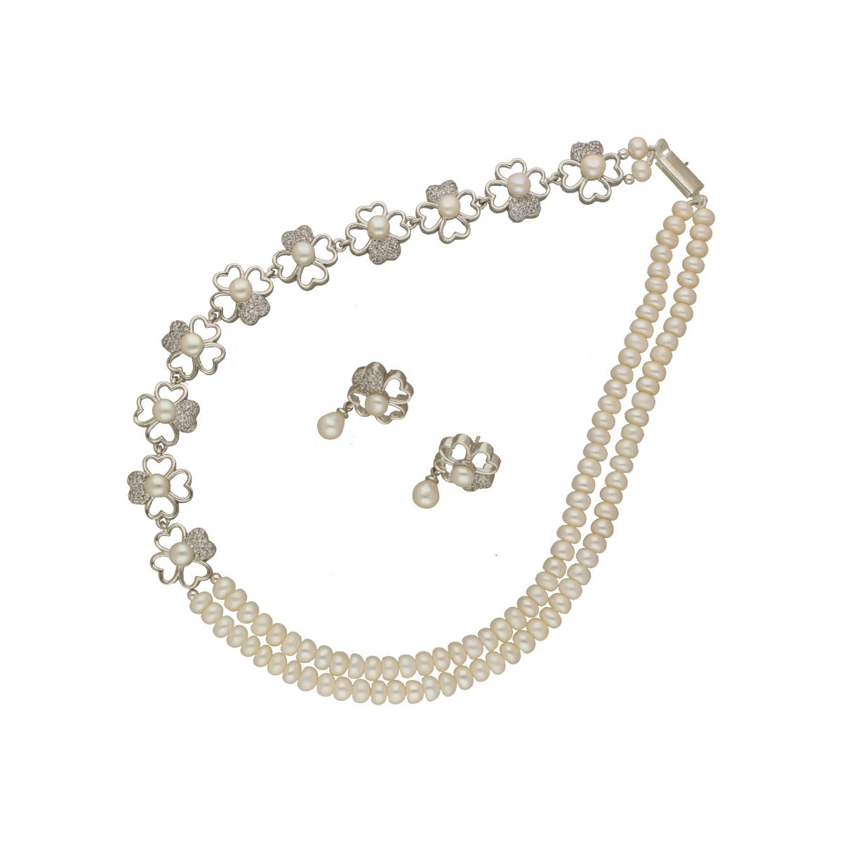 J Pearls Lipika 2 Lines Pearl Necklaces