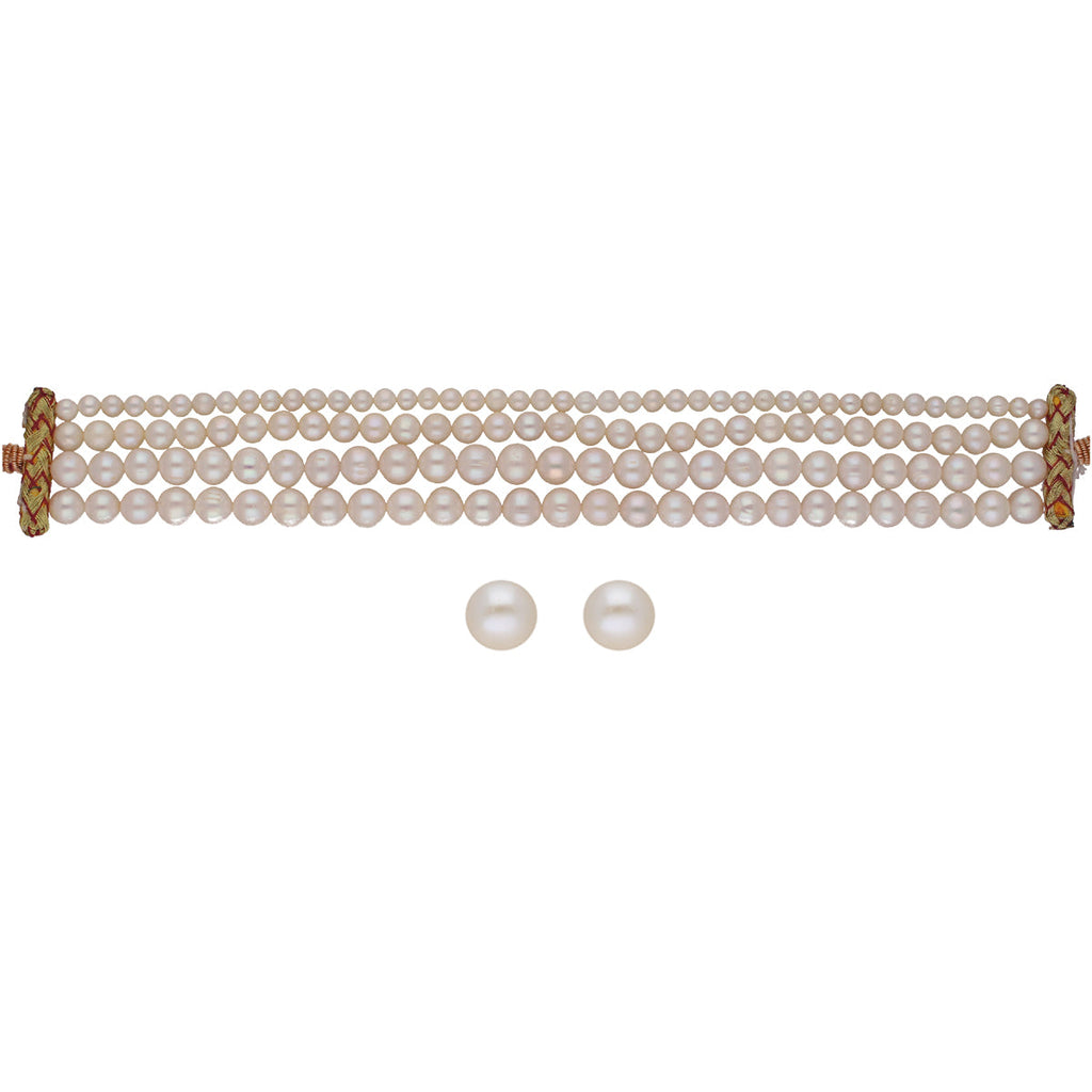 J Pearls Naira 4 Lines Pearl Choker Set