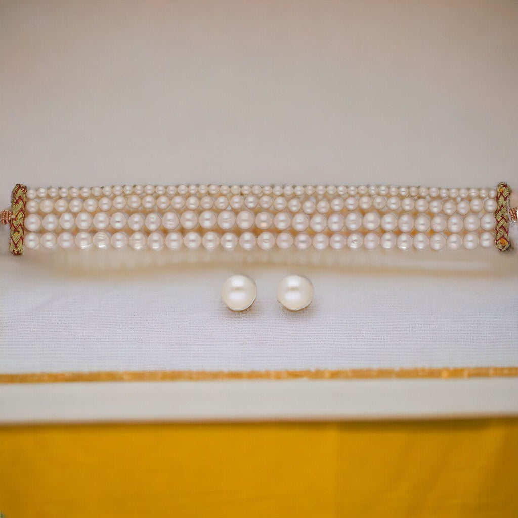 J Pearls Naira 4 Lines Pearl Choker Set