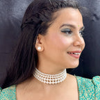 J Pearls Naira 4 Lines Pearl Choker Set