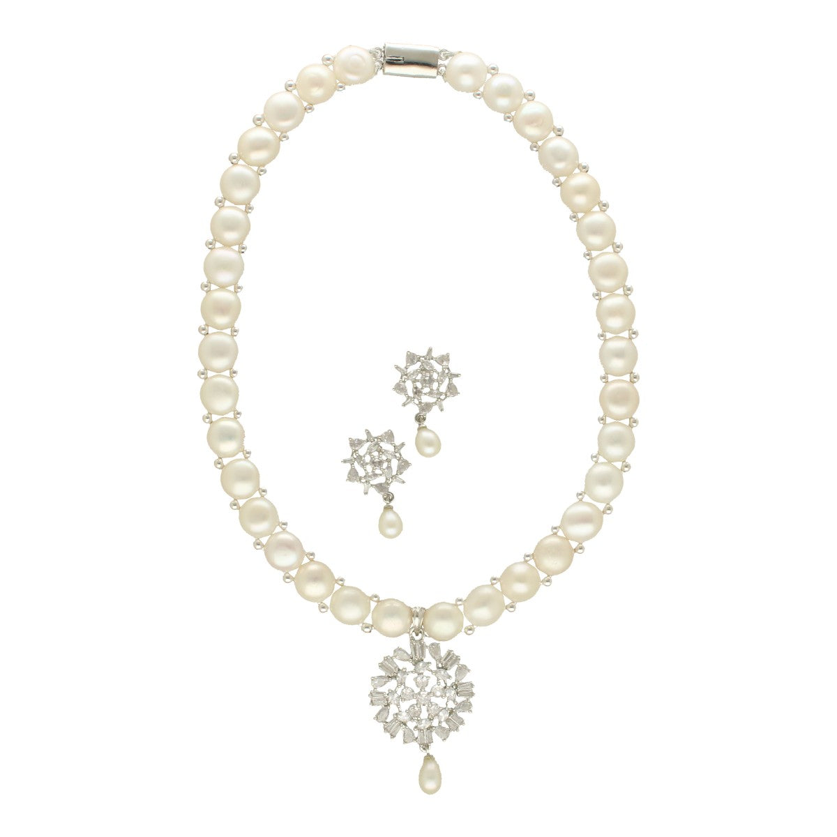 J Pearls Dazzling Divinity Pearl Necklace Set