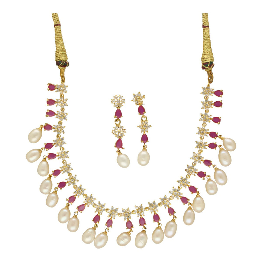 J Pearls Ekaaksh Pearl Necklace Set