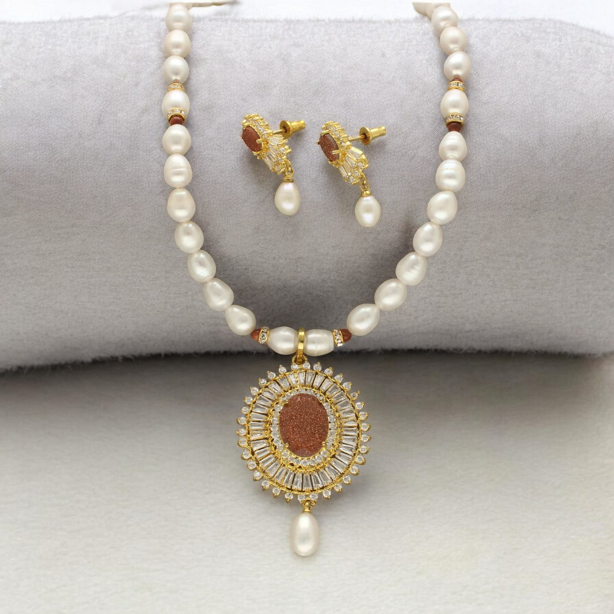 J Pearls Opal Pearl Necklace Set
