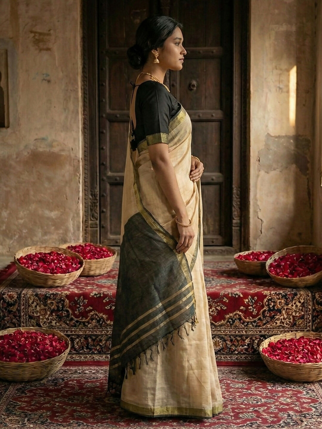 Shree Shyam Fashion Beige Cotton Saree - Distacart