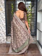 Evanik Brown Kashmiri Style Digital Printed Saree With Unstitched Blouse - Distacart