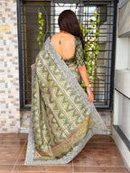 Evanik Pista Kashmiri Style Digital Printed Saree With Unstitched Blouse - Distacart