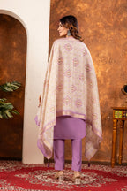 Lorenvalley Fashion Lavender Marina Silk Multi Embroidery Thread with Hand work Kurta Pant Dupatta - Distacart