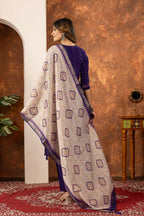 Lorenvalley Fashion Purple Marina Silk Multi Embroidery Thread with Hand work Kurta Pant Dupatta - Distacart