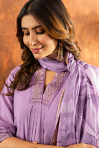 Lorenvalley Fashion Lavender Roman Silk Embroidery Sequins with Hand work Kurta Pant Dupatta - Distacart