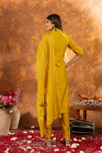 Lorenvalley Fashion Mustard Roman Silk Embroidery Sequins with Hand work Kurta Pant Dupatta - Distacart
