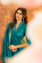 Lorenvalley Fashion Rama Roman Silk Embroidery Sequins with Hand work Kurta Pant Dupatta - Distacart