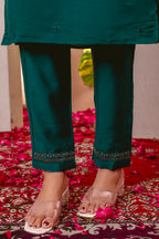 Lorenvalley Fashion Green Marina Viscose Silk Embroidery Thread With Hand Work Kurta Pant Dupatta - Distacart