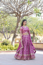 Lorenvalley Magenta Pure Viscose Jacquard with Embroidered Sequins work Lehenga Choli