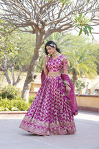 Lorenvalley Magenta Pure Viscose Jacquard with Embroidered Sequins work Lehenga Choli