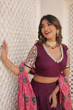 Lorenvalley Purple Viscose Jacquard Lehenga Choli with Gajji silk Dupatta