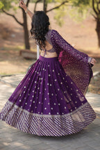 Lorenvalley Purple Faux Blooming Georgette with Sequins & Thread Embroidered work Lehenga Choli