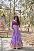 Lorenvalley Lavender Pure Viscose Jacquard with Kalamkari Jari Border Lehenga Choli