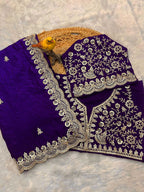 Evanik Purple Fendy Satin Silk With Sequence Work Saree With Unstitched Blouse - Distacart