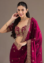 Evanik Ranipink Fendy Satin Silk With Sequence Work Saree With Unstitched Blouse - Distacart