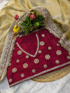 Evanik Cream Mocha Silk With Coding Sequence Lace Work Saree With Unstitched Blouse - Distacart