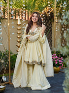 Evanik Women Off White Kedia Style Real Mirror Work Wedding Sharara Suit - Distacart