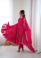 Evanik Ranipink Mal Chanderi Real Mirror With Handwork Wedding Anarkali Suit - Distacart