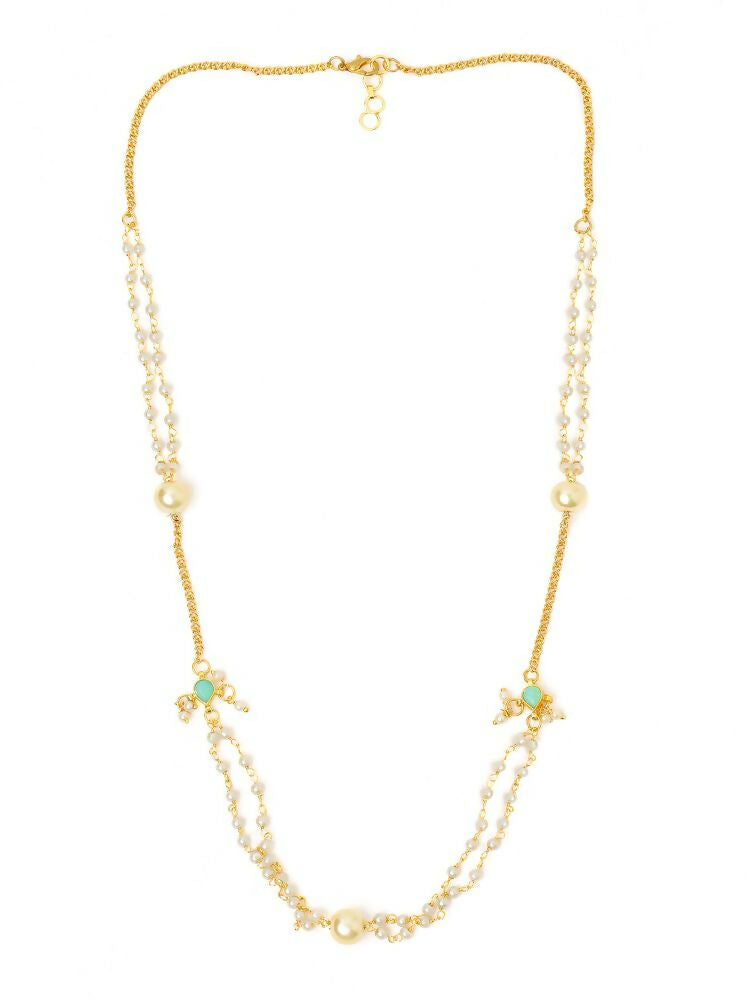 White Beaded, Kundan Necklace - Ruby Raang
