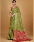 Green Silk Woven Design Saree With Unstitched Blouse Piece - Akshita