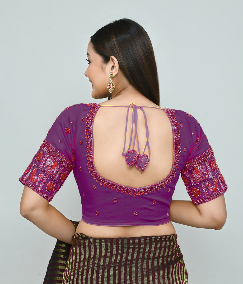 Joban Fashion Women's Purple Embroidered Stitched Blouse - Distacart