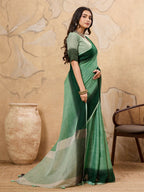 Shree Shyam Fashion Pista Green Linen Saree - Distacart