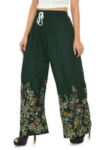 Mominos Fashion Moeza Reyon Cotton Bottle Green Floral Palazzo