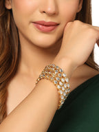 NVR Women's Set of 2 Gold-Plated Kundan Studded Traditional Bangles - Distacart