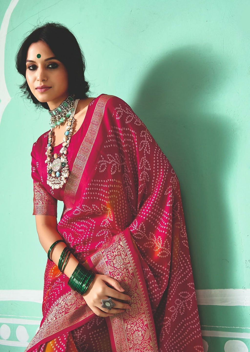 Joban Fashion Vicitra Silk Pink Soft Fabric With Digital Print Saree
