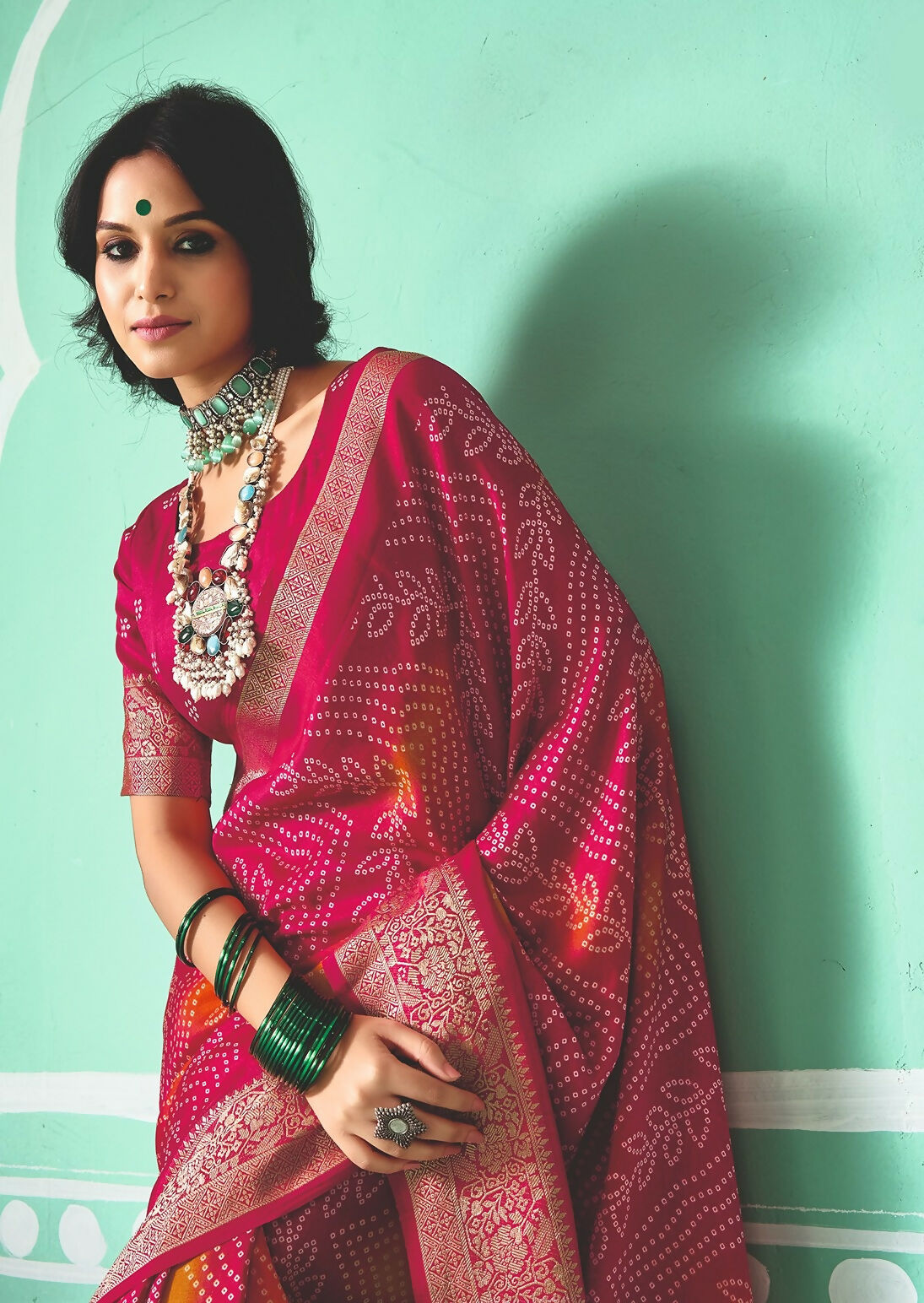 Joban Fashion Vicitra Silk Pink Soft Fabric With Digital Print Saree
