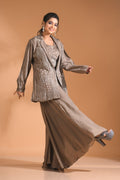 Morchari 3Pc Palazzo Set With Hand Embroidery - Blue
