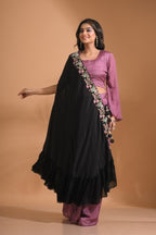 Morchari Crop Top With Dupatta Hand Embroidery - Green