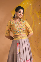 Morchari Crop Top With Net Dupatta - Multicolour