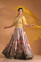 Morchari Crop Top With Net Dupatta - Multicolour