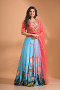 Morchari Crop Top With Net Dupatta - Multicolour