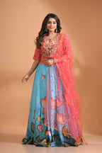Morchari Crop Top With Net Dupatta - Multicolour