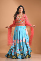Morchari Crop Top With Net Dupatta - Multicolour