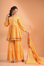 Morchari Sharara Top Set With Dupatta - Yellow - Distacart